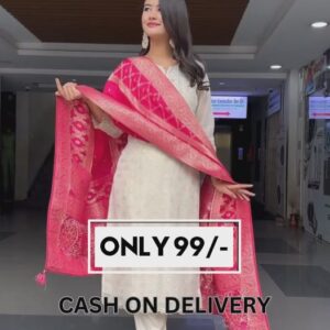 elegant cream crepe salwar suit with zariwork