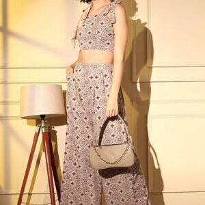 elegant beige printed co ords set