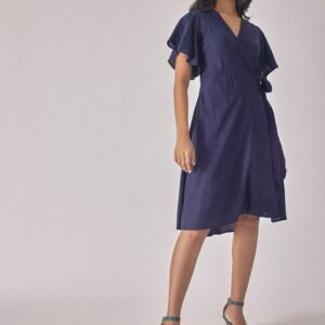 elegant black v neck wrap dress