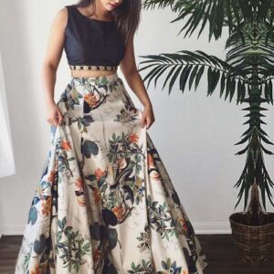 elegant party wear lehenga choli in black and white american crepe