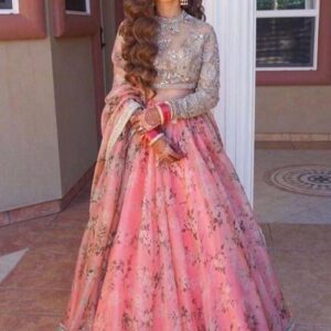 stunning organza lehenga choli with digital print