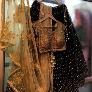 elegant black embroidered georgette lehenga elegant black embroidered georgette lehenga