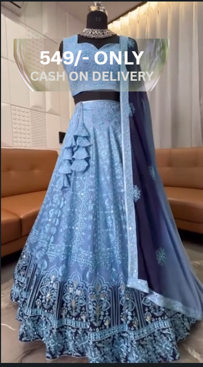Home SKY BLUE HEAVY WORK Lehenga Choli