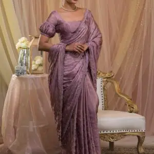 designer lavender saree with intricate stonework detailing designer lavender saree with intricate stonework detailing
