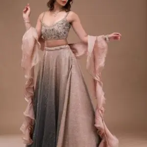 Stunning Pink Sequins Work Lycra Readymade Lehenga
